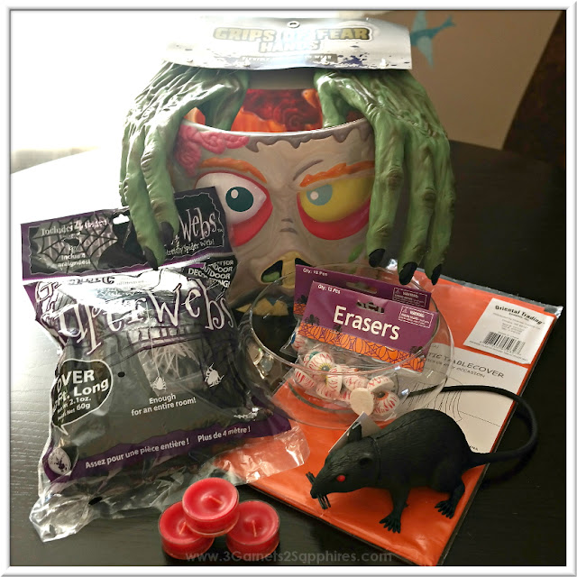 Easy DIY Zombie Head Halloween Centerpiece Supplies  |  www.3Garnets2Sapphires.com