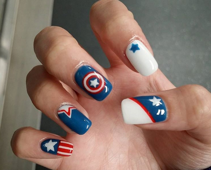2. "Feminine Captain America Nail Design" - wide 1