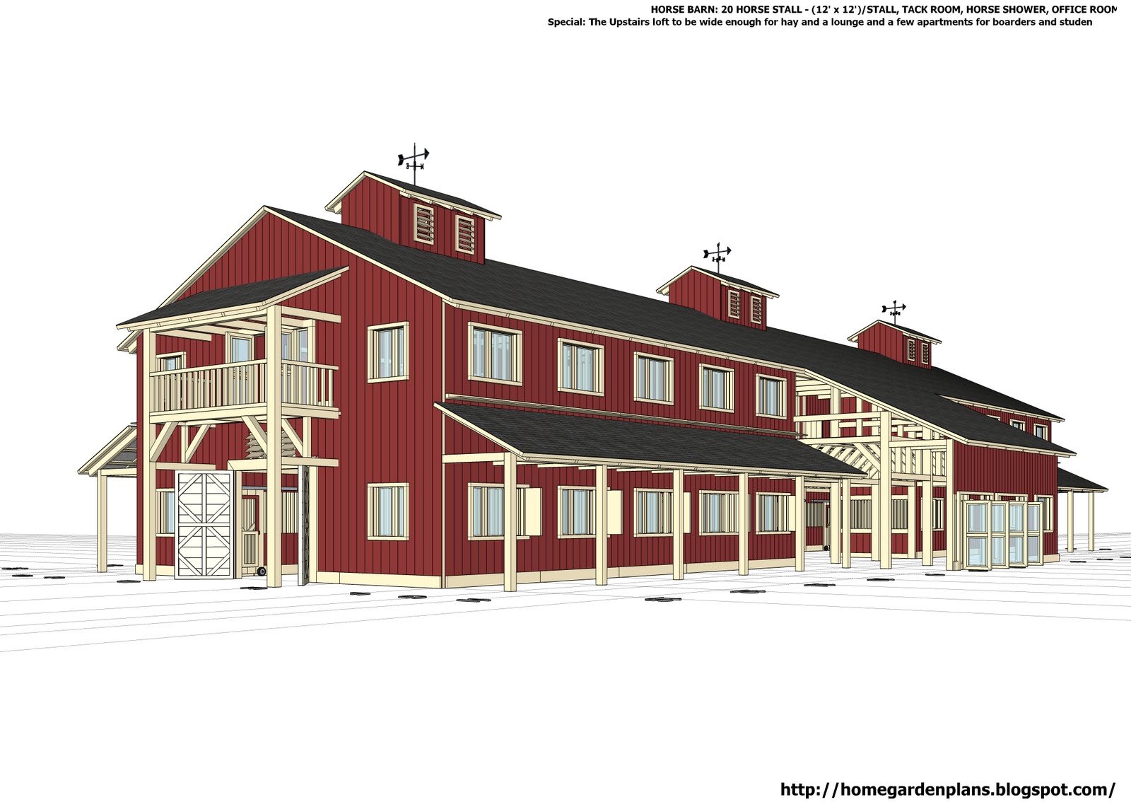 20 Stall Horse Barn Plans