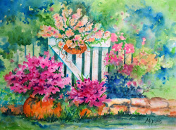 garden watercolor flowers gardens fence southern painting flower window paintings martha kisling picket street painted sc fair floral spring colors