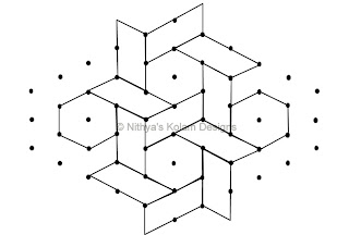 4 Kolam 87: Lines Kolam Interlocked dots 8 to 3