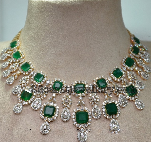 Diamond Emerald Necklace - Jewellery Designs