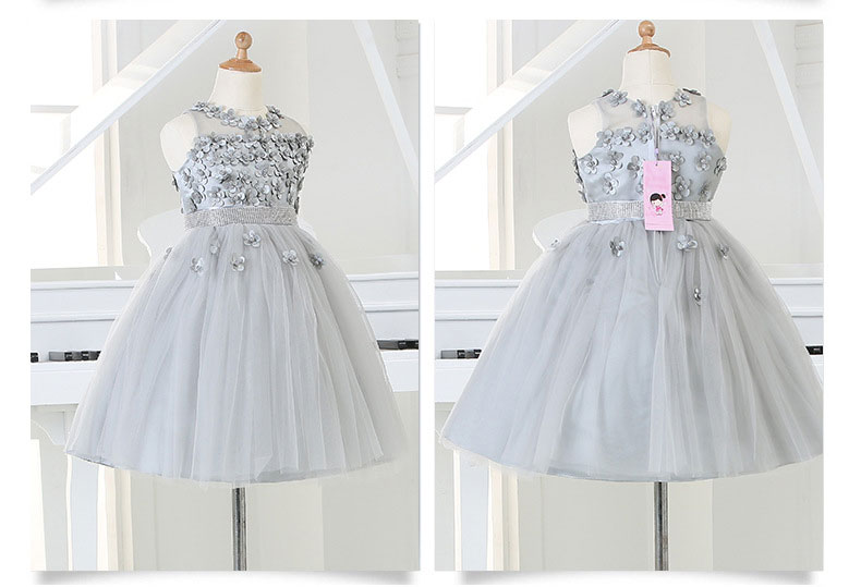 Silver Newborn Girl Christmas Dresses with Bead Bow infant Princess