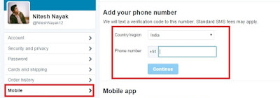 How to add mobile number in twitter ??