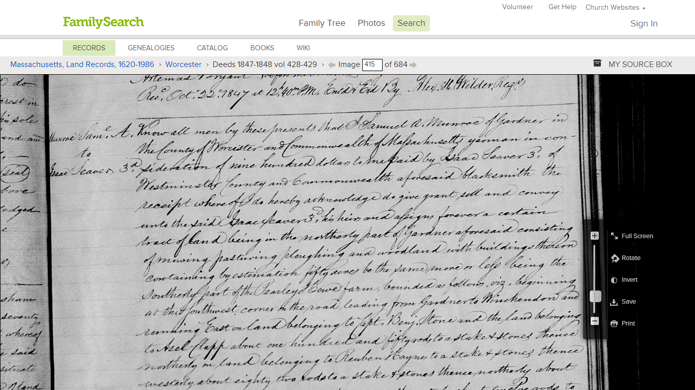 GeneaMusings Massachusetts Land Records, 16201986 Available on