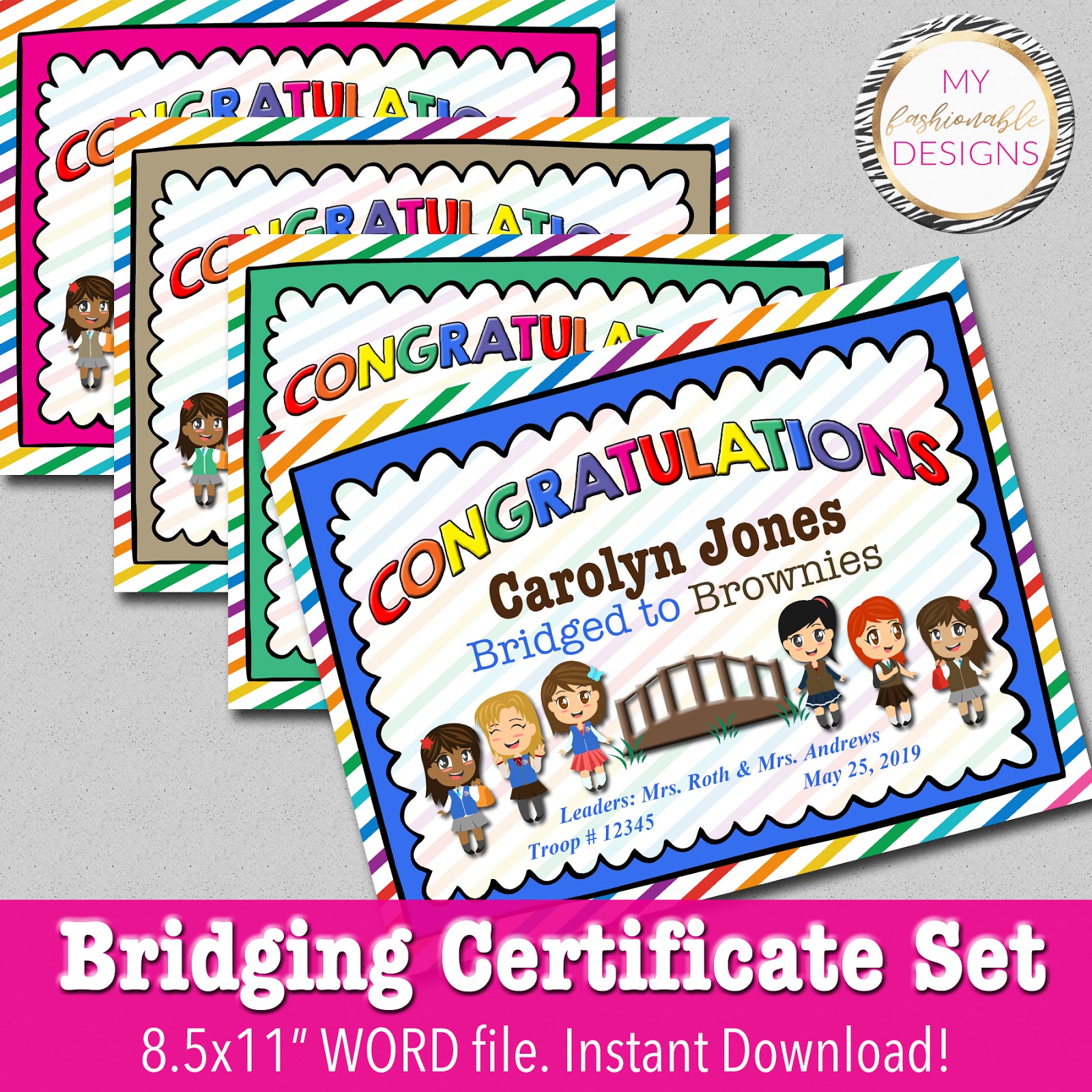 My Fashionable Designs Free Printable Bridging Certificates