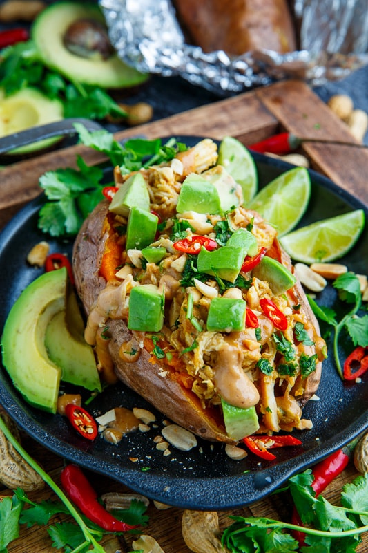 Slow Cooker Peanut Chicken Sweet Potato Boats Slow Cooker Peanut Chicken Sweet Potato Boats