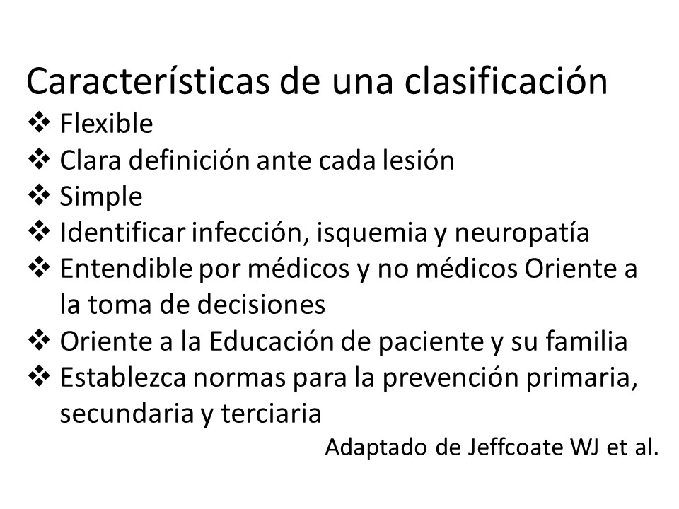 Clasificacion Tampico para pie diabetico lesionado, diseñada para el