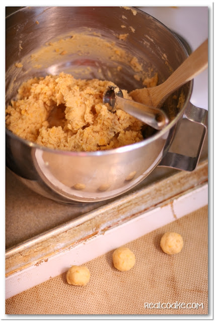 Cheese Rice Krispie Wafers in 1 teaspoon balls on baking tray