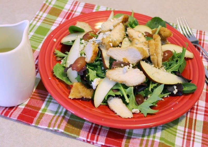 Warm Chicken, Pear, and Blue Cheese Salad with Pear Vinaigrette Renee's Kitchen Adventures