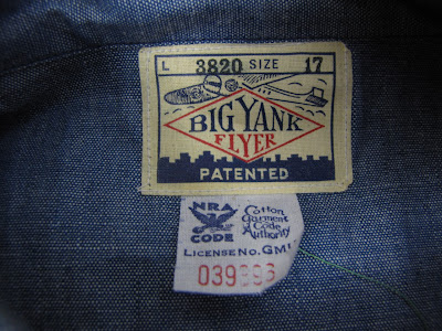 vintage workwear: 1930s BIG YANK FLYER LABEL CHAMBRAY WORK SHIRT with ...