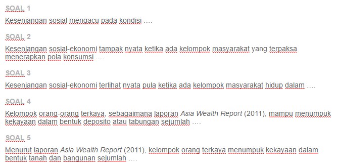 Contoh Soal Kesenjangan Sosial Ekonomi