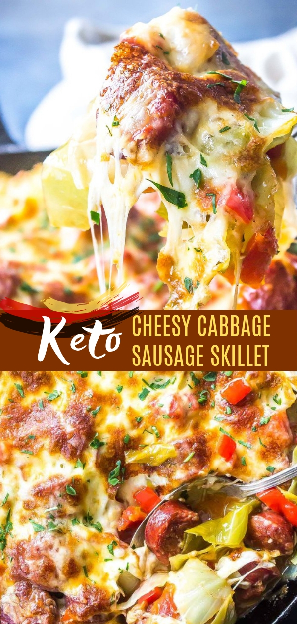 KETO CHEESY CABBAGE SAUSAGE SKILLET