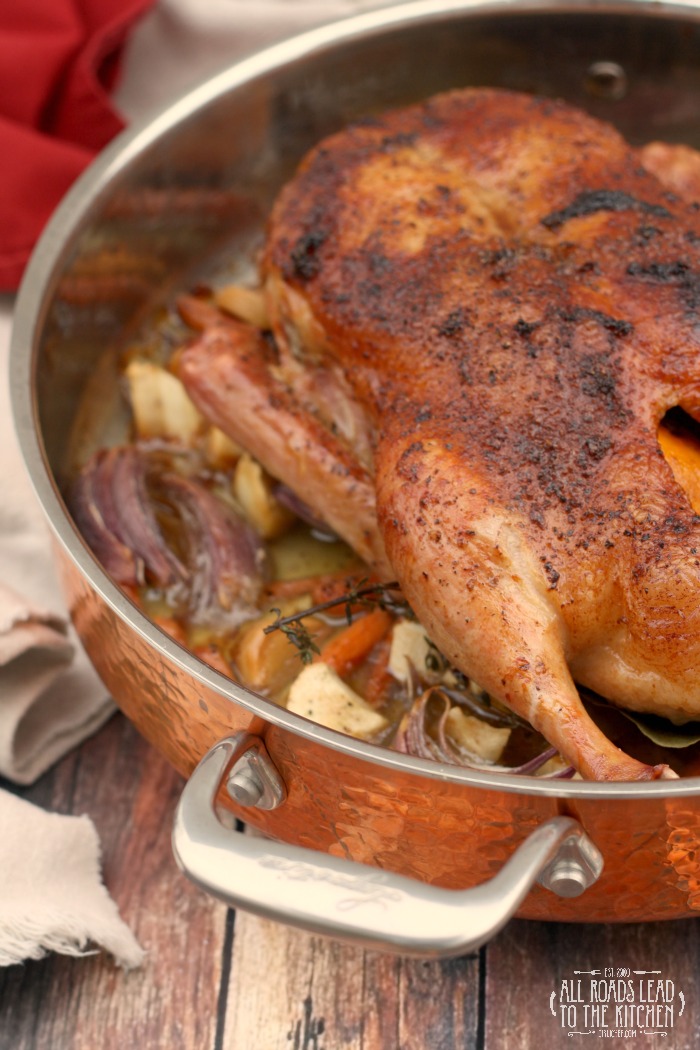 Duck with Oranges and Herbs roasted in a Lagostina 5-Qt Hammered Copper Covered Casserole