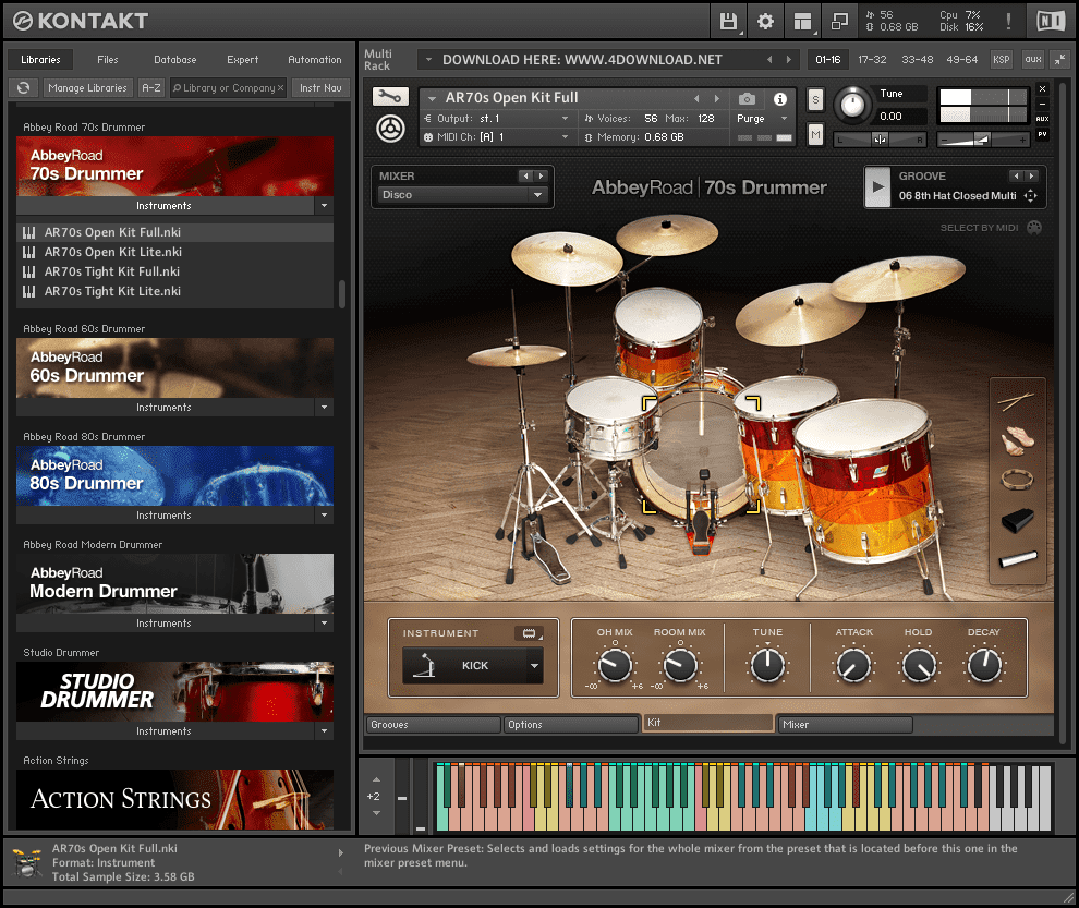 Download Abbey Road 70s Drummer KONTAKT Library