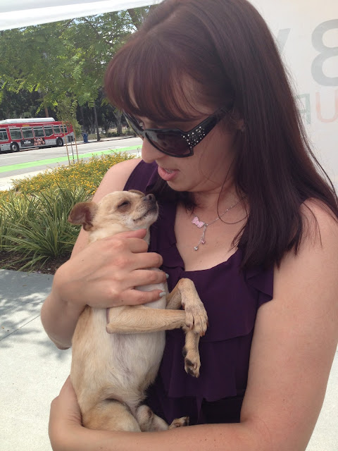 Downtown Los Angeles Grand Park with puppies