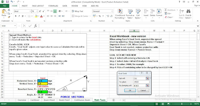 Beam and Truss Excel Calculations