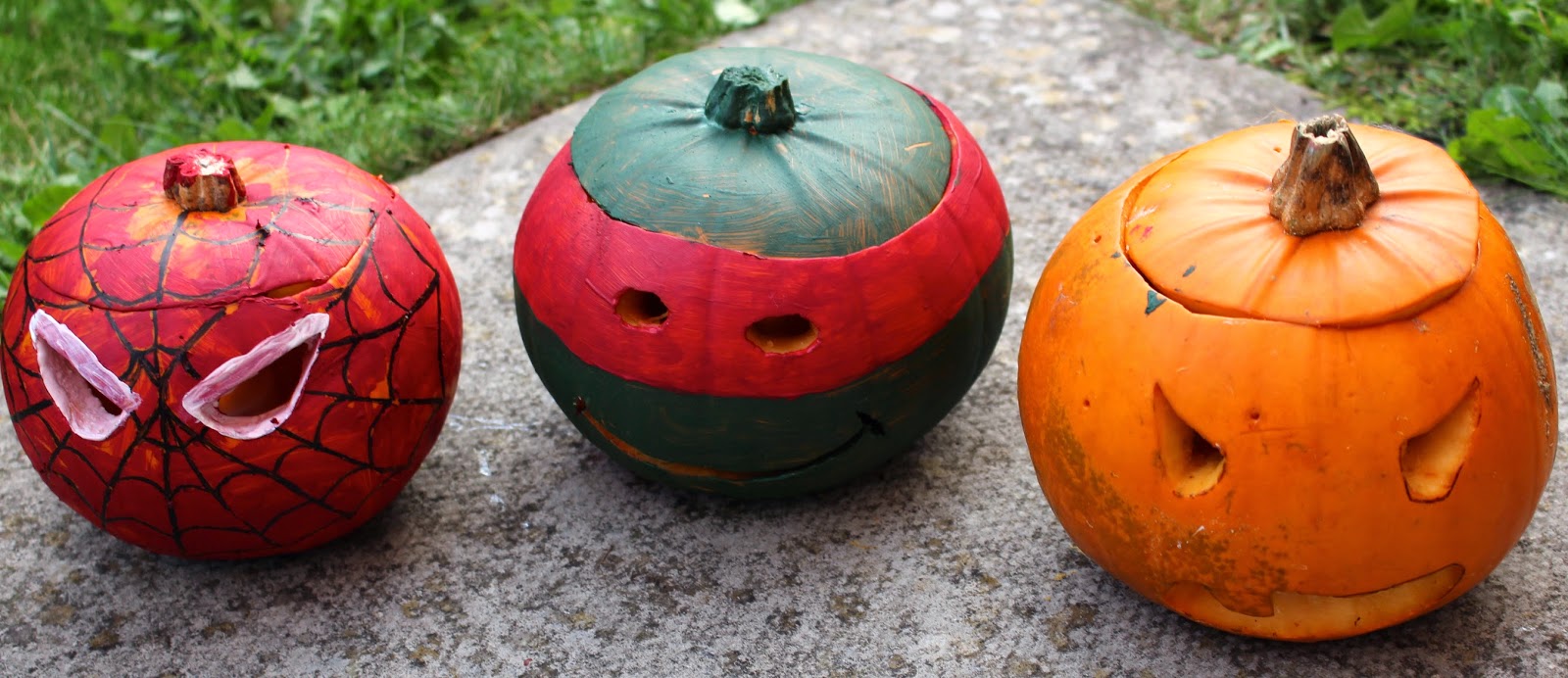 spiderman teenage mutant ninja turtles pumpkin painting