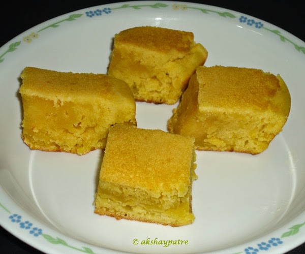 orange cake done and cut into pieces