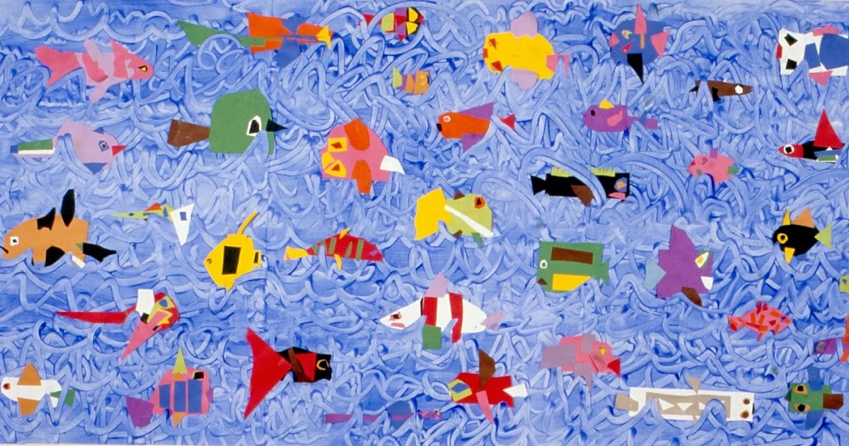 Art for Small Hands Cut Paper & Printing Fish Mural
