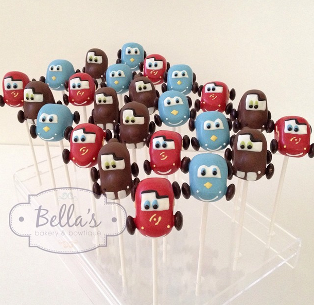 Cars Cake Pops! Perfect for a little boy's Birthday Party! From Bella Bakery