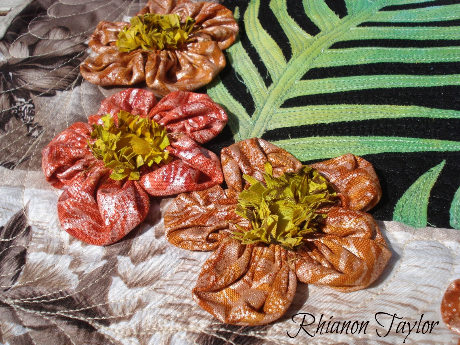 The Nifty Stitcher Tropical Wall Hanging finishing touches.