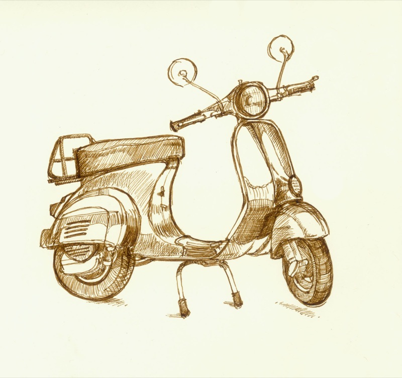 Мопед рисунок карандашом