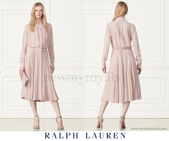 Crown Princess Victoria wore Ralph Lauren Maxine Pleated Silk Shirtdress