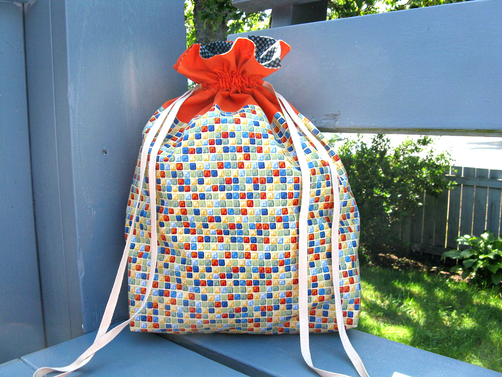 Crafting... Drawstring Lego tote