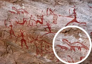 Real cave paintings showing us Dinosaurs.