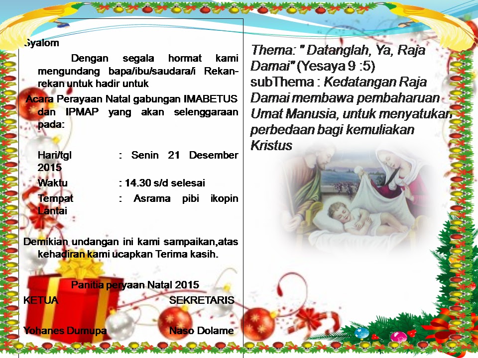 UNDANGAN NATAL GABUNGAN IMABETUS DAN IPMAP DAN THEMA,SUB ...
