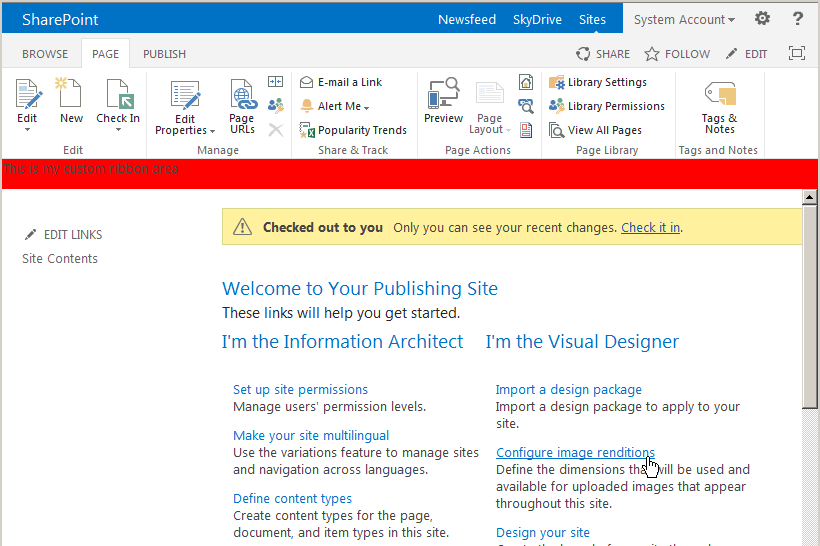 SharePoint 2013 Add custom content/row after the Ribbon
