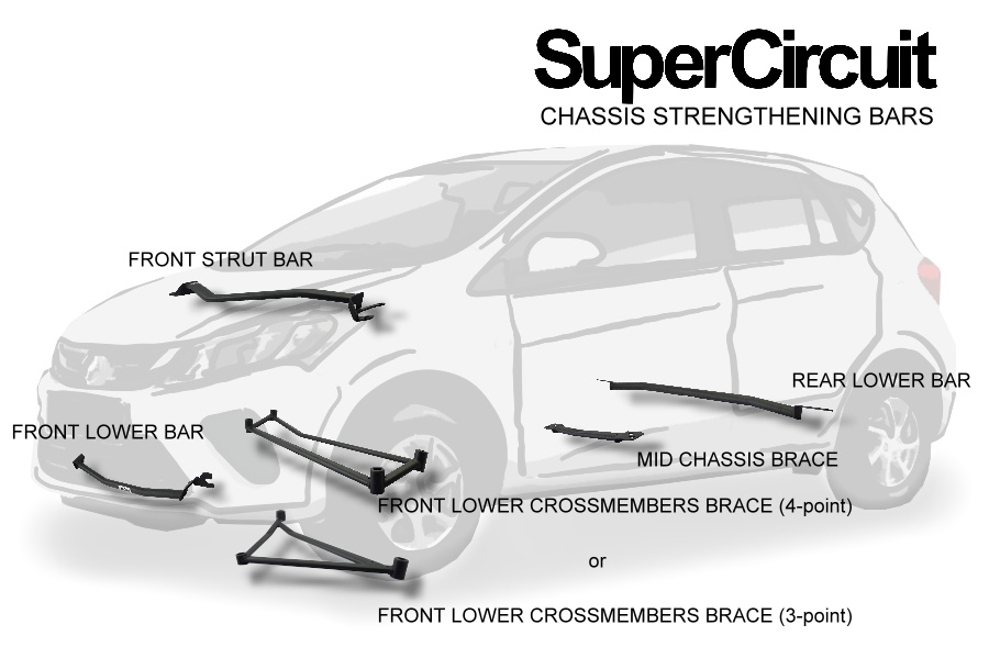 SUPERCIRCUIT CHASSIS STRENGTHENING BARS 2018 new Perodua Myvi Front