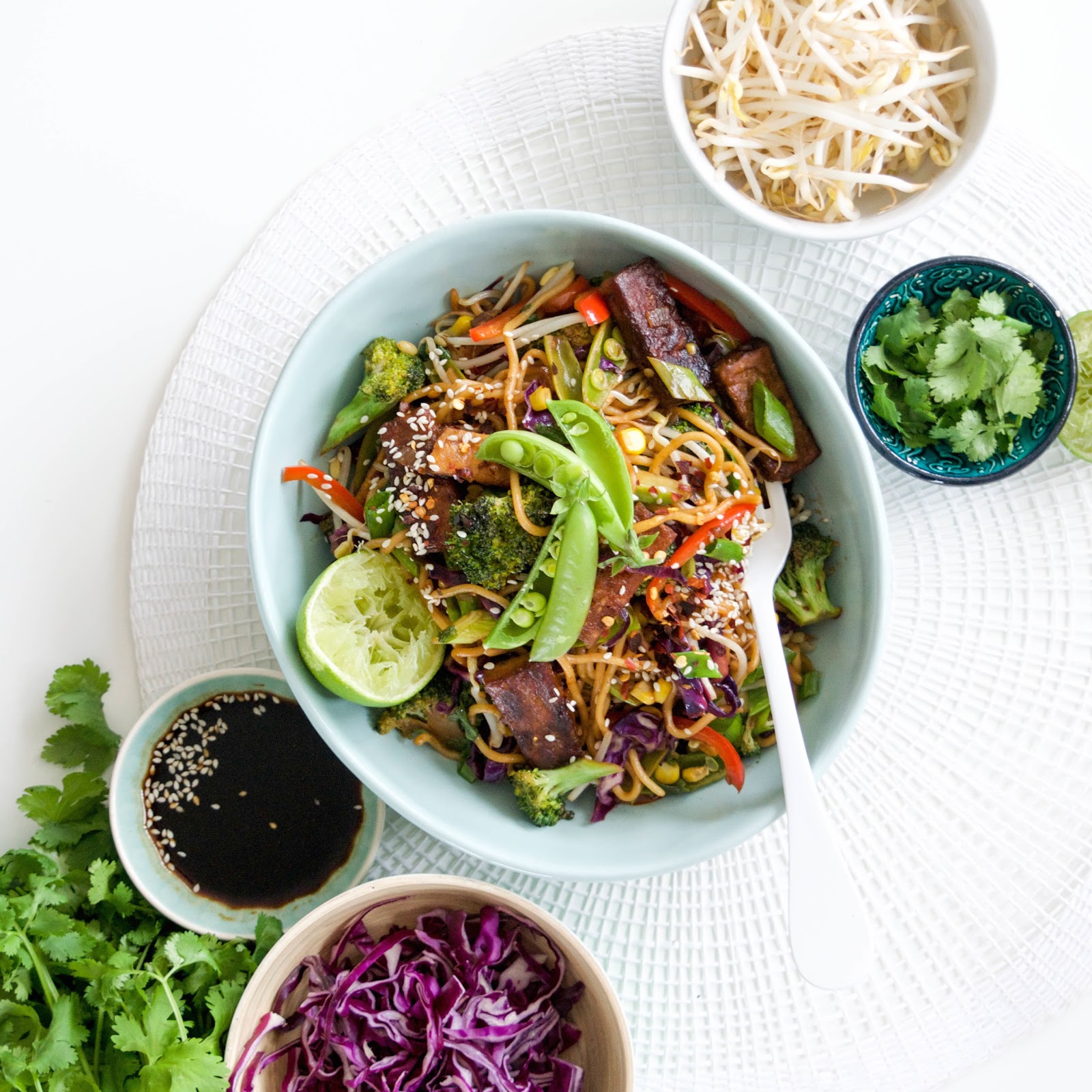 Rainbow Singapore Noodle StirFry.