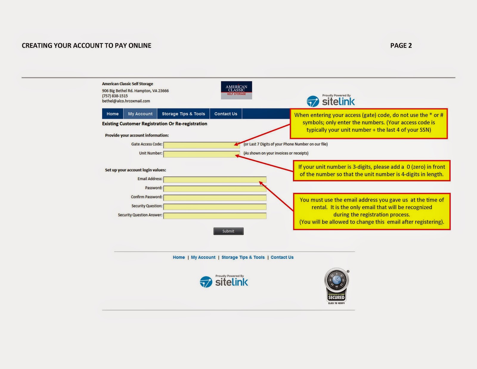 American Classic Self Storage How To Pay Online...