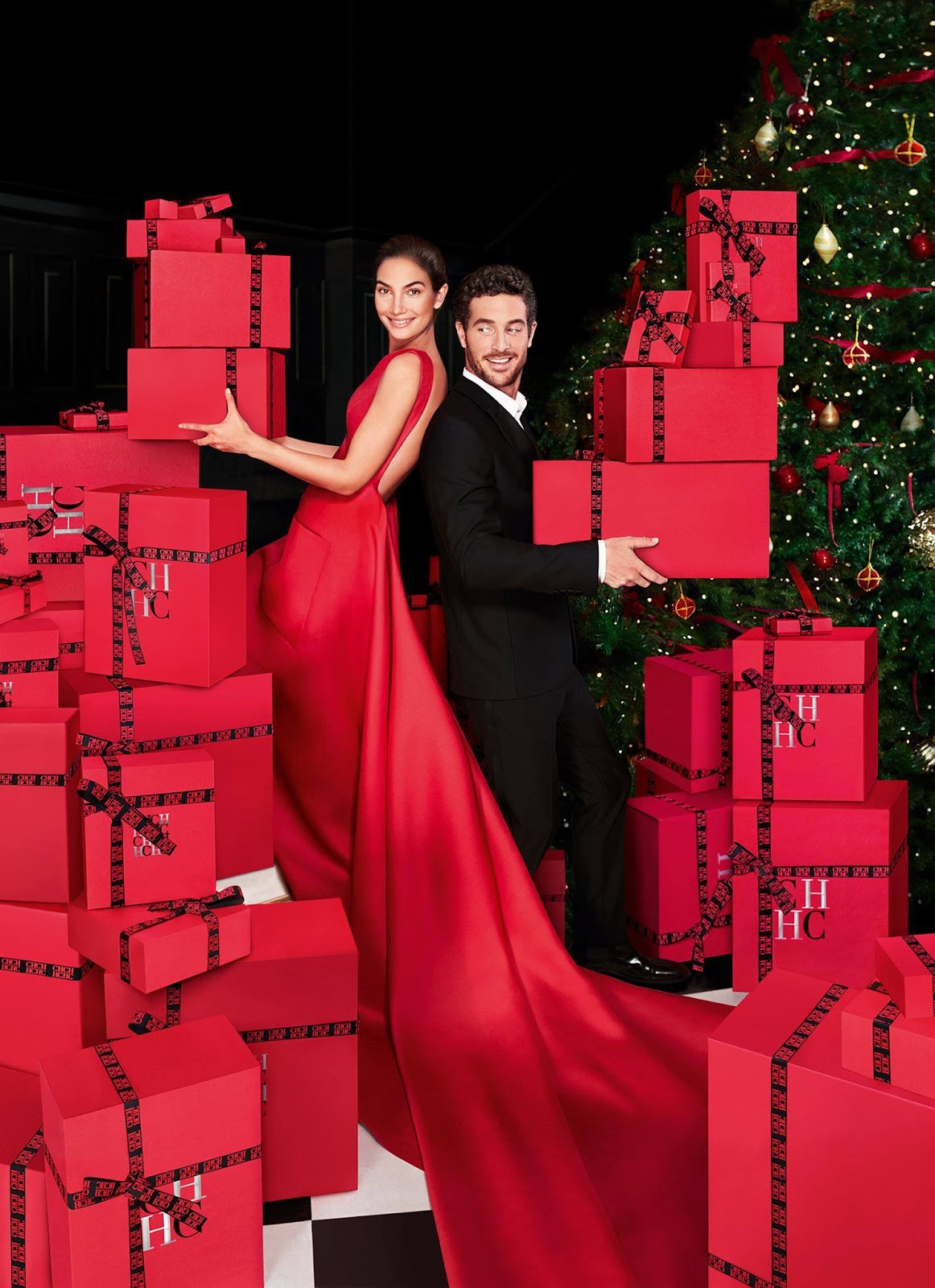 Carolina Herrera Holiday 2017 Campaign featuring Lily Aldridge