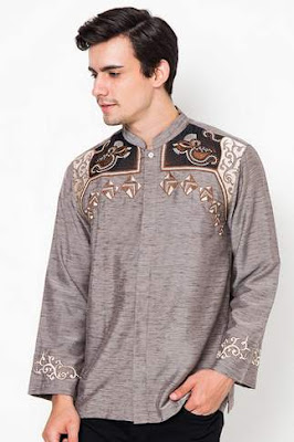 Contoh desain baju muslim pria lebaran dengan motif bordir Contoh desain baju muslim pria lebaran dengan motif bordir