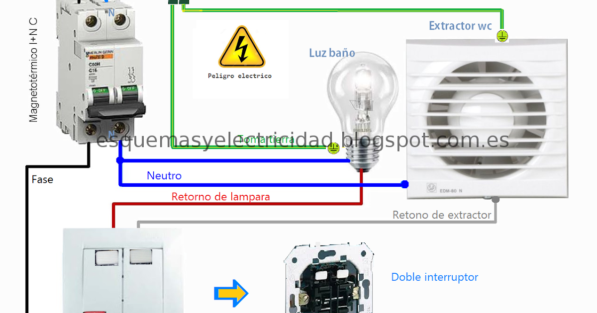 Esquemas eléctricos: Doble interruptor para baño WC