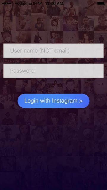 Instagram username and password