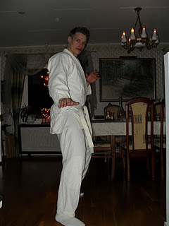 Martin dressed with a Kung Fu suit