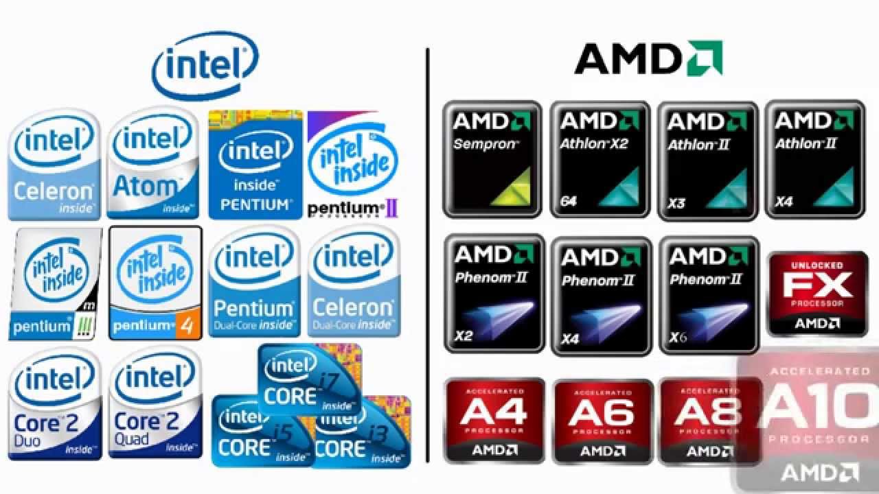 لكن نجد نوعين من المعالجات المتعارف بها في أجهزة الكمبيوتر و هي Intel و AMD،أكيد يوجد فرق بينهما و لكل معالج فئات أو تصنيفات خاصة به و إليكم بعض هذه الفئات ...