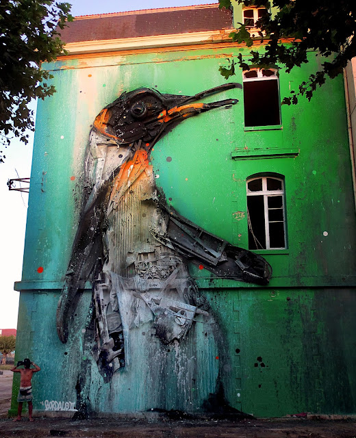 Bordalo II is currently in France where he was invited to work his magic on the side of a building in the city of Bordeaux for the Ocean Climax Festival.