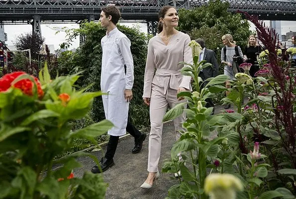 Crown Princess Victoria wore By Malene Birger pumps and she carried By Malene Birger bag, pink top and trousers