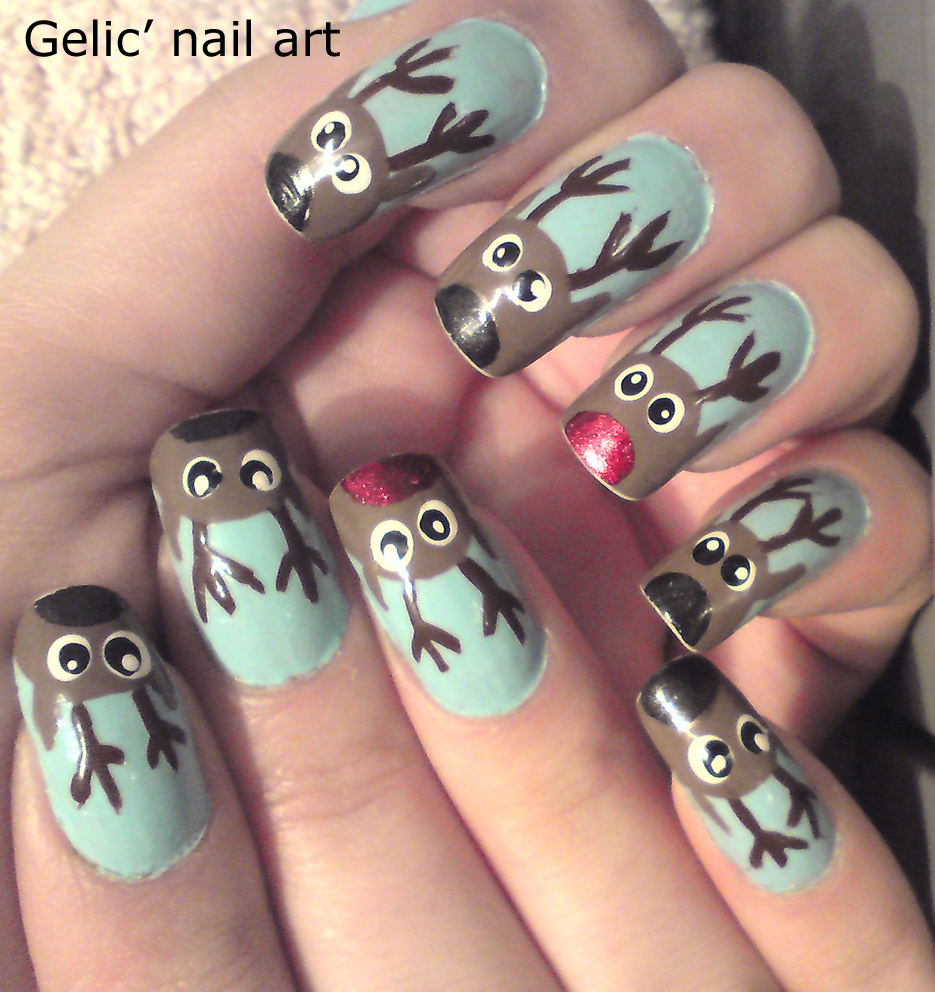 Gelic' nail art: Reindeer nail art