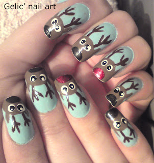 Gelic' nail art: Reindeer nail art
