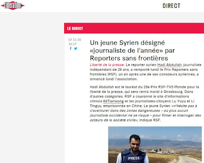 La France décerne des prix de journalisme...à des djihadistes adeptes d'al nosra Capture