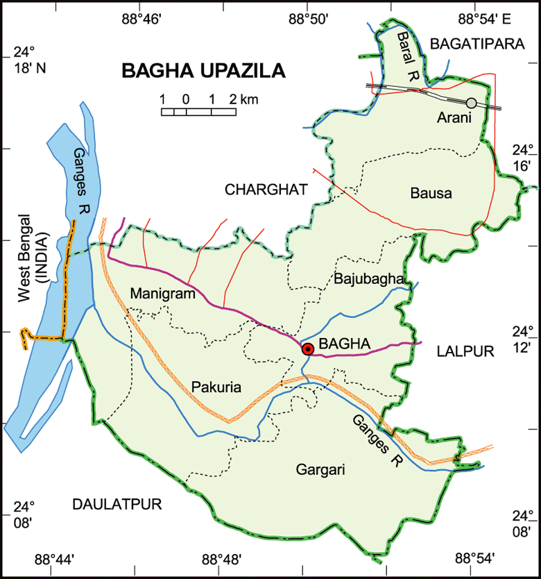 Bagha Upazila Map Rajshahi District Bangladesh