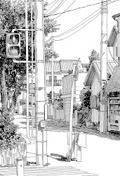 sketches urban drawings architectural cityscape azuma kiyohiko ink anime sketch manga background architecture pen drawn designstack cityscapes