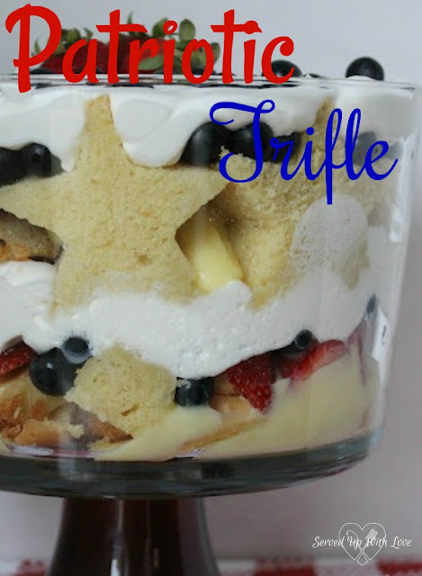 Patriotic Trifle recipe from Served Up With Love is an easy recipe to whip up to celebrate the 4th of July, Labor Day, or Memorial Day. 