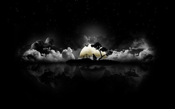 Dark Black Night Sky Moon HD Wallpaper